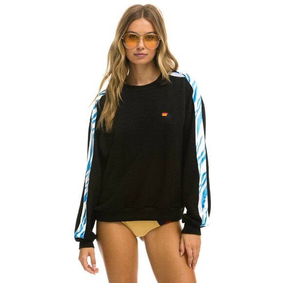 Aviator Nation SET  TIGER STRIPE RELAXED FIT SWEATSHIRT/pants - BLACK sz M - Picture 1 of 4